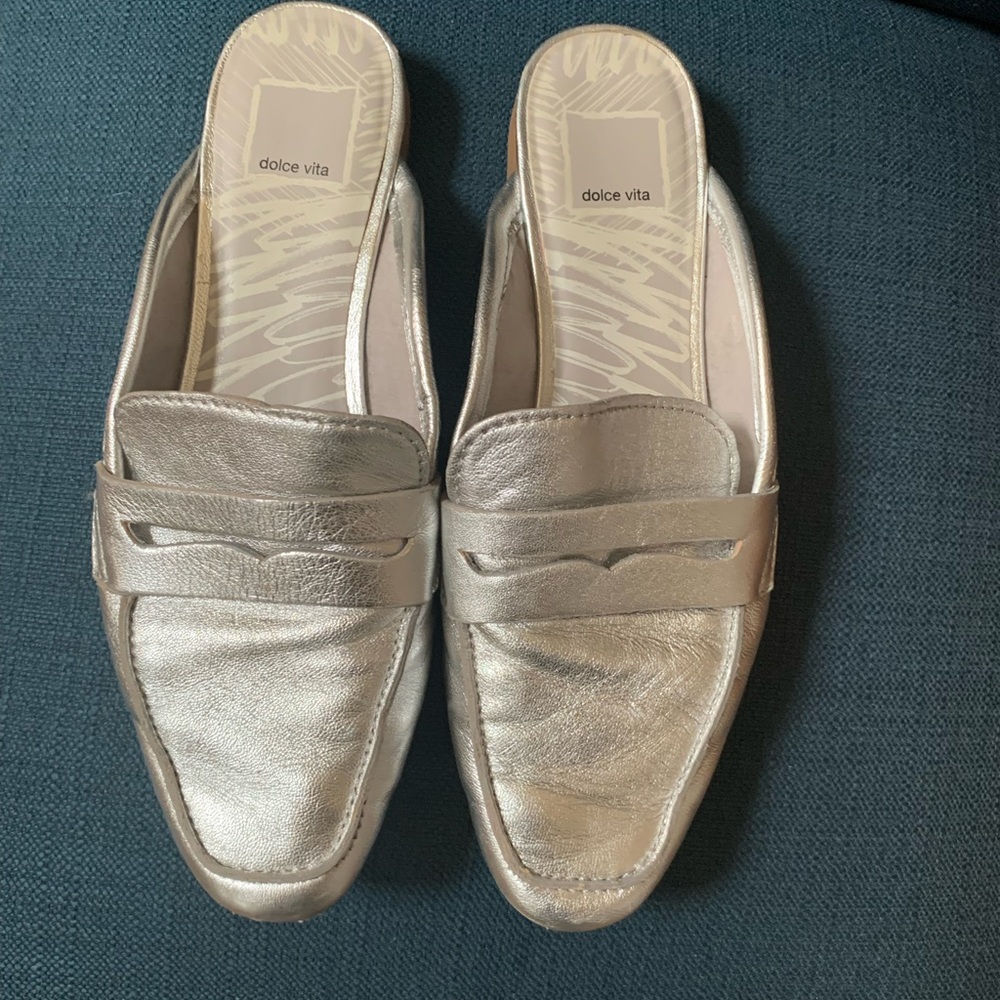 Dolce Vita silver mules. Size 7.5